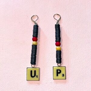 Scrabble inspired “UP” earrings.